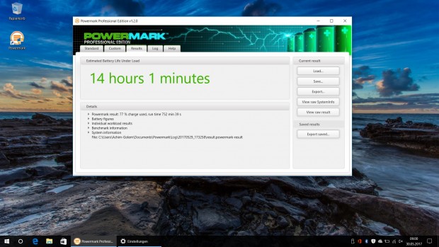 Auch unter leichter Last ist der Akku sehr gut, aber unter den Erwartungen. (Screenshot: Oliver Nickel/Golem.de)
